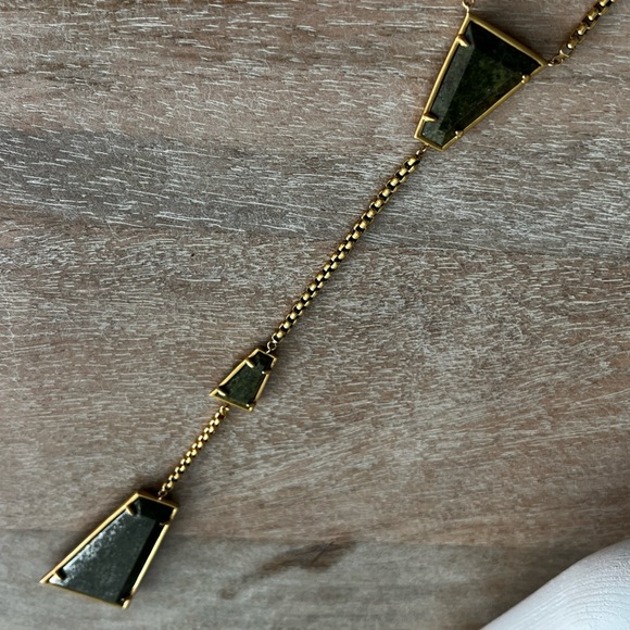 Kendra Scott Collins Y Necklace - Gold & Green - Picture 2 of 6